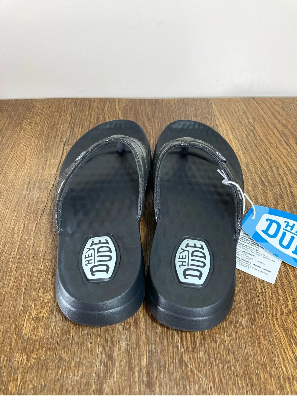 NWT Hey Dude Christi Classic Flip Girls Size Y2 (EU 34) Black Shimmer